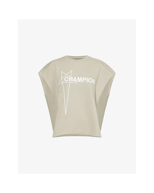 Rick Owens Natural X Champion Tatlin Logo-Embroidery Cotton-Jersey Sweatshirt