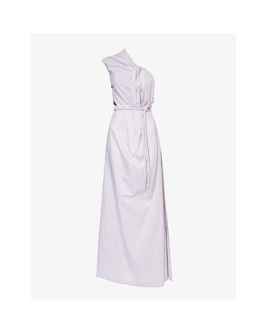 Nackiyé Purple Wild Things Asymmetric-neck Cotton-blend Maxi Dress