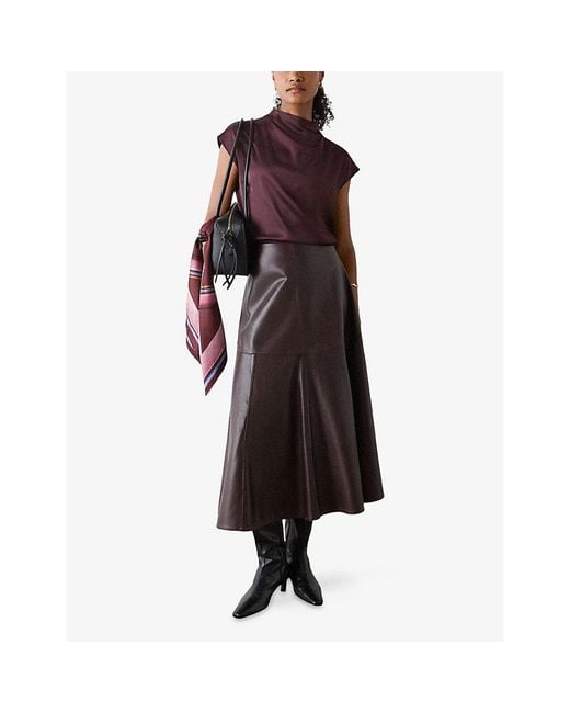 Whistles Purple Draped Cowl-Neck Woven Top
