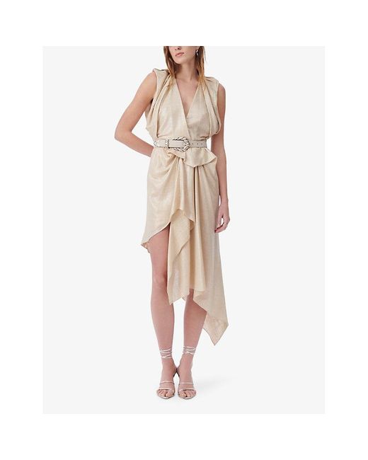 IRO Natural Cloven Asymmetric Lamé Linen-blend Dress
