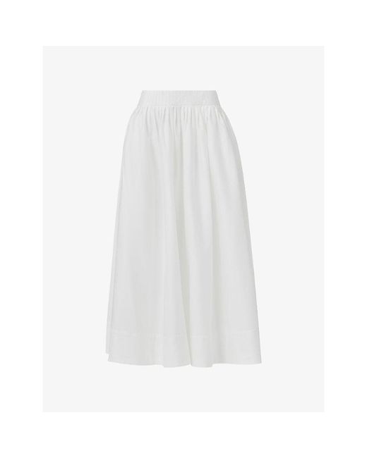 eem White Pleated Circular Cotton-Blend Maxi Skirt