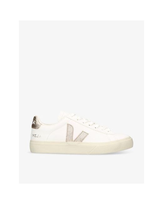 Veja White Campo Logo-embroidered Low-top Leather Trainers