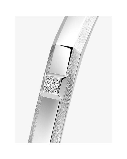 Messika White Moderniste Medium 18Ct And 0.05Ct Diamond Bangle Bracelet