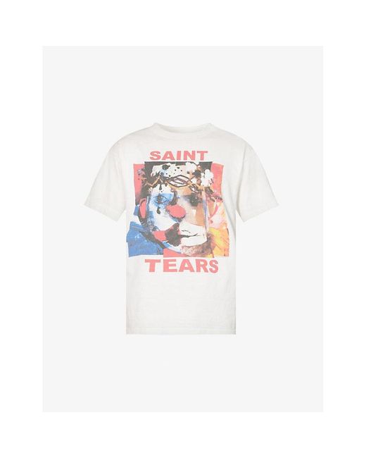 SAINT Mxxxxxx White X Denim Tears Clown Graphic-print Regular-fit Cotton-jersey T-shirt for men