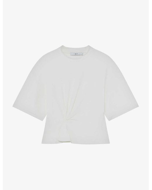 IRO White Garcia Tie-knot Cotton-blend T-shirt