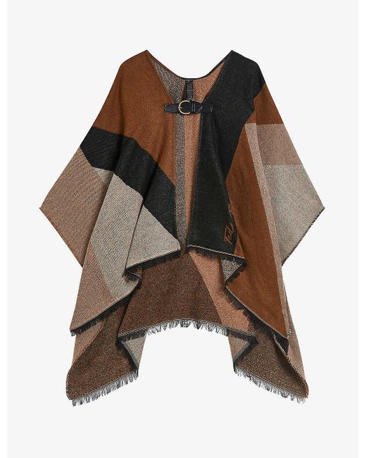 Ted Baker Brown Suffia Buckle-fastened Knitted Poncho