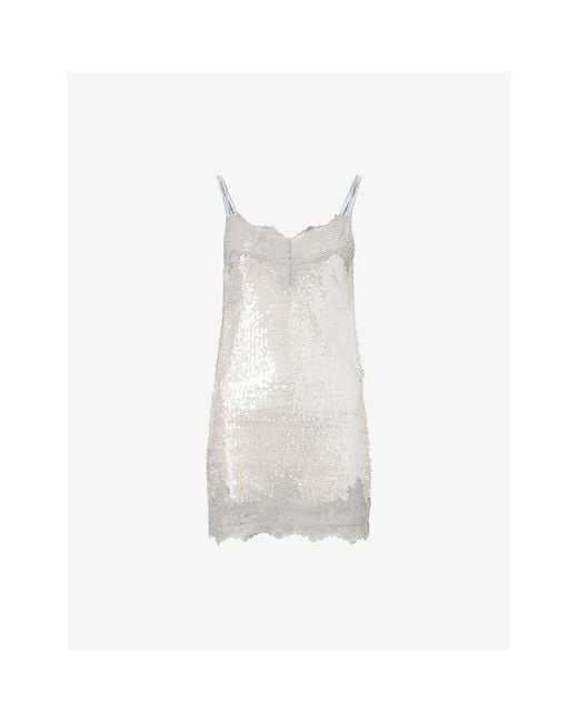 Jaded London White Adriana Sequin Mini Dress