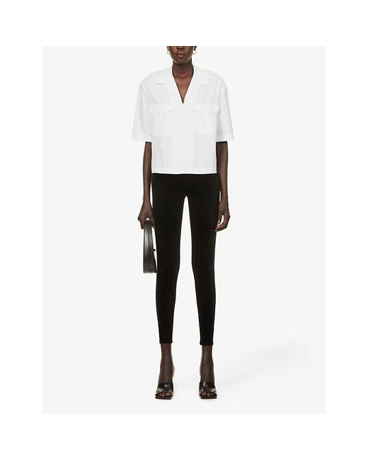 Commando Black High-Rise Elasticated-Waistband Velvet Leggings