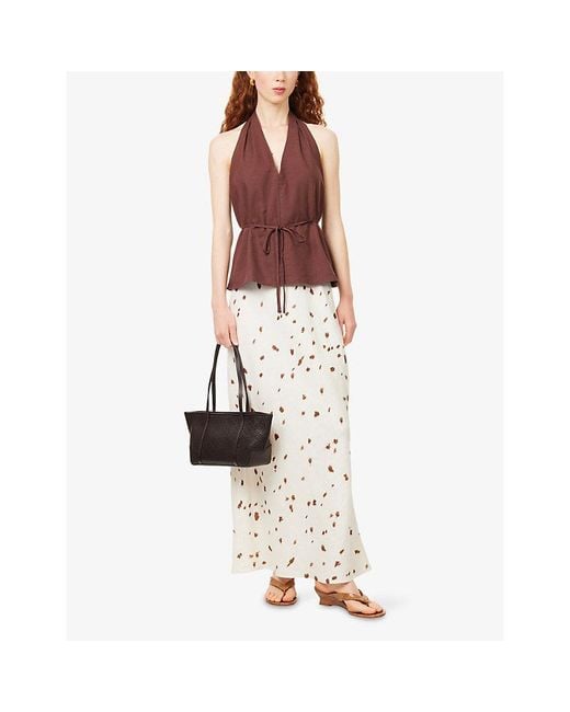 4th & Reckless Red Lennie Halter-Neck Cotton-Blend Top