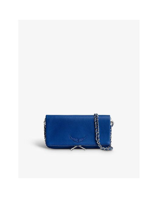 Zadig & Voltaire Blue Rock Grained Leather Clutch