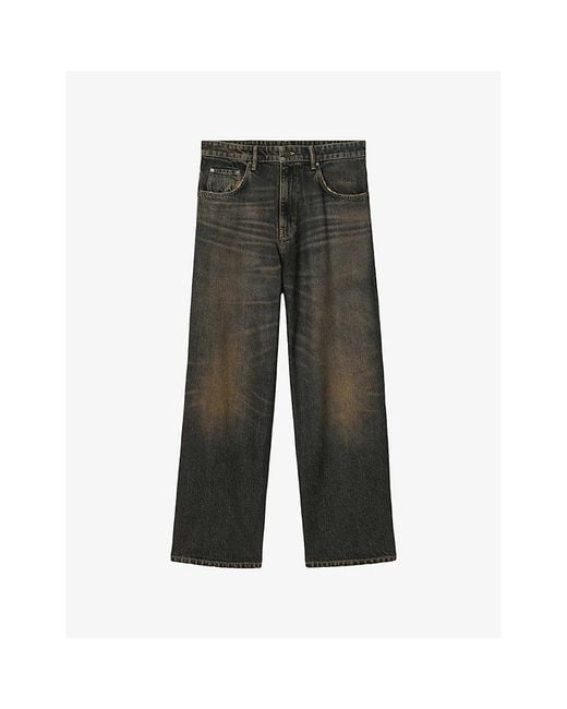 AllSaints Gray Rivet Slouchy-Fit Denim-Blend Jeans for men