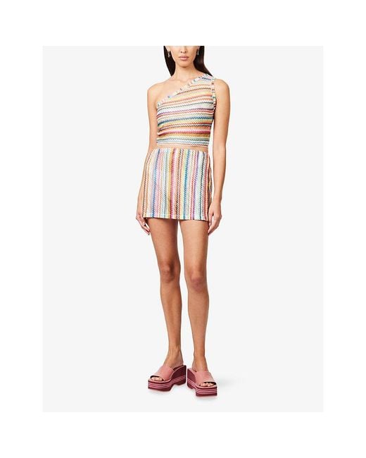 Missoni Red Wrap-Over Zig-Zag Knitted Mini Skirt