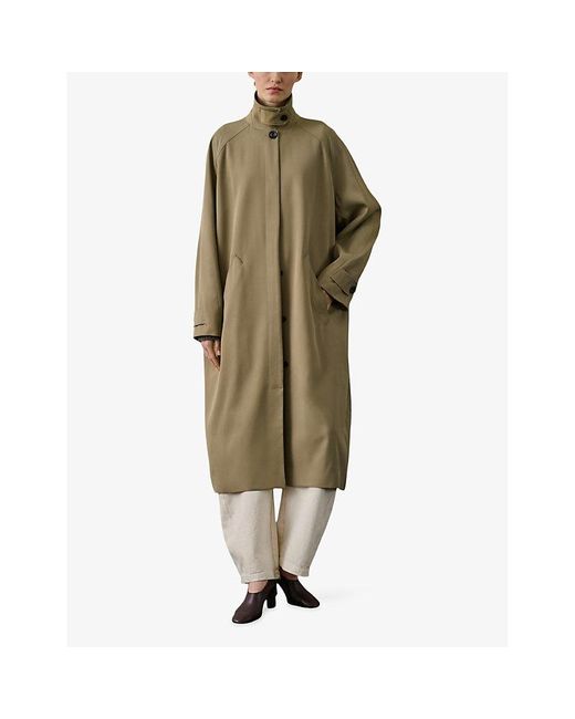 Soeur Green Fritz Relaxed-Fit Twill Trench Coat