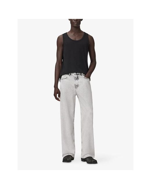 AllSaints Gray Lenny Wide-Leg Bleached Denim Jeans for men