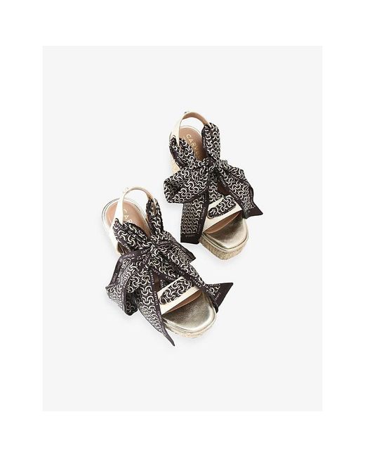 Carvela Kurt Geiger Multicolor Sorrento Scarf Faux-Leather Wedges