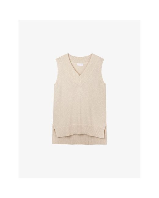 The White Company Natural Sparkle-weave Split-hem Knitted Tank Top X