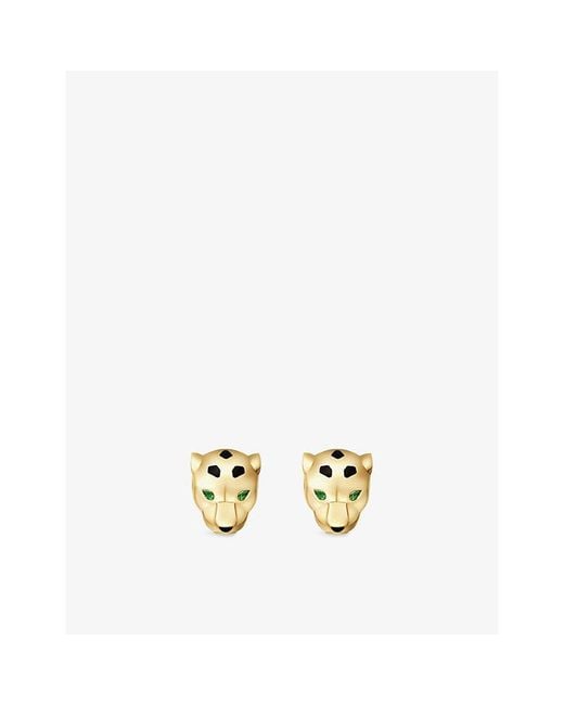 Cartier Metallic Panthère De 18Ct- Tsavorite, Garnets And Onyx Earrings