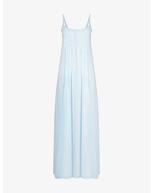Hanro Blue Juliet Spaghetti-strap Cotton-jersey Night Dress