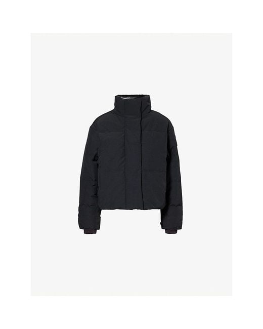 Canada Goose Black Grandview Logo-Patch Cropped Shell-Down Puffer Jacket