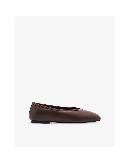 Reiss Brown Dina Leather Ballet Flats