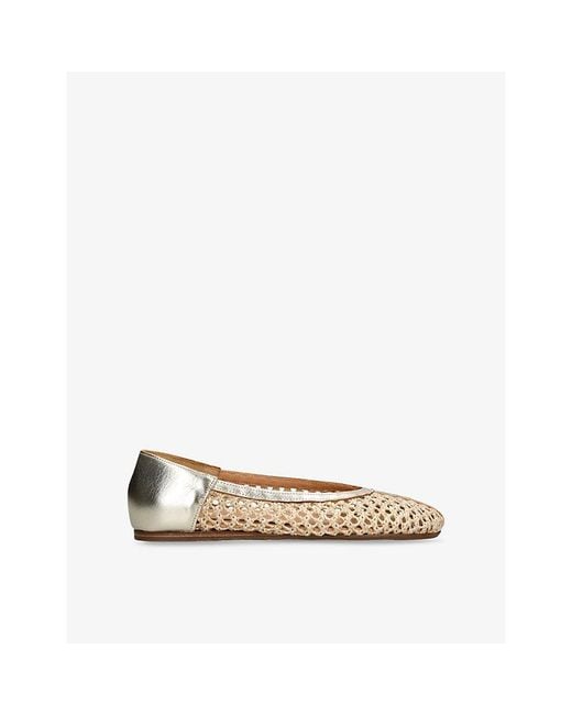Ancient Greek Sandals Natural Aeropi Leather And Raffia Ballet Pumps