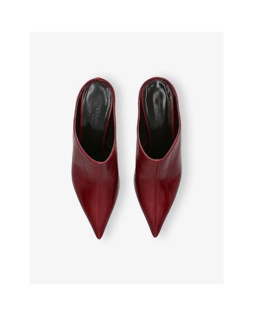 Le Monde Beryl Red Lou Mid-Heel Leather Mules