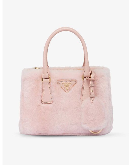 Prada Pink Galleria Mini Shearling Top-handle Bag