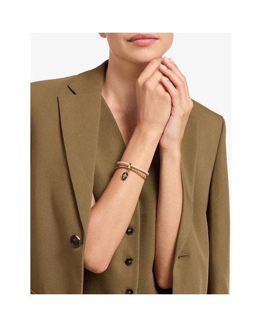 BVLGARI Metallic Serpenti Forever-Plated Brass And Leather Bracelet