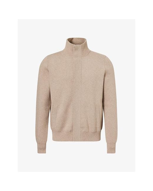 Dunhill Natural High-Neck Knitted Cashmere And Wool Bomber Jacket for men