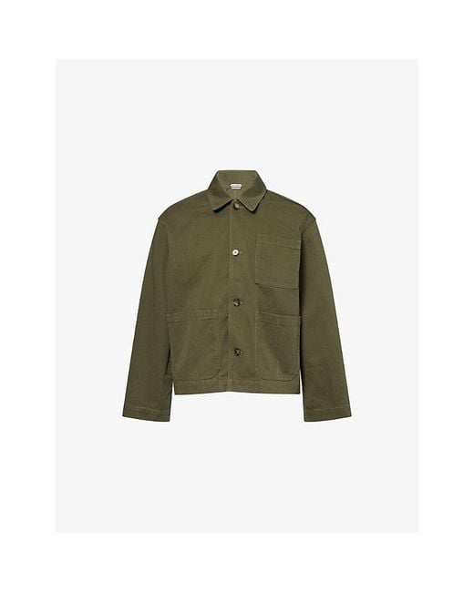 J.W. Anderson Green Embroidered-Logo Patch-Pocket Cotton Jacket for men