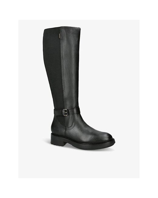 Carvela Kurt Geiger Black Margot Buckle-Embellished Leather High-Leg Boots