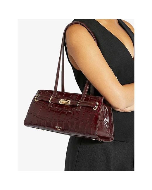 Dune Purple Depend Leather Shoulder Bag