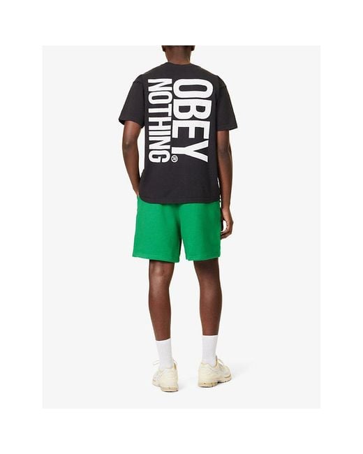 Obey Blue Nothing Brand-print Cotton-jersey T-shirt for men