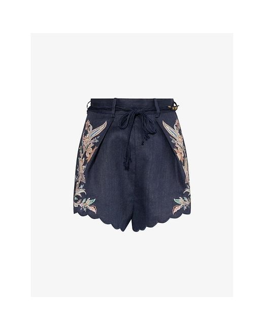 ショーツ ZIMMERMANN RHIANNON PRINTED LINEN SHORTS Zimmermann Rhiannon Printed Linen Tuck Shorts | Saks Fifth