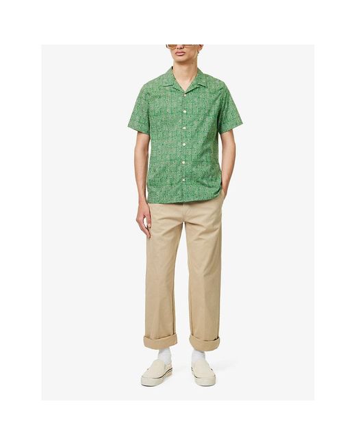 PS by Paul Smith Green Abstract-pattern Regular-fit Cotton Shirt Xx for men