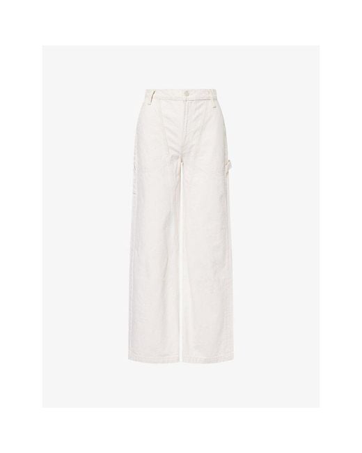 Mother White The Chisel Sneak Wide-Leg Denim Jeans