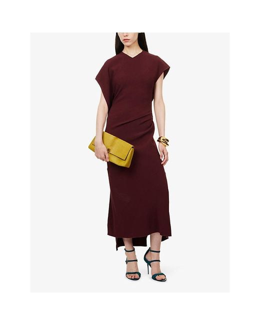 Victoria Beckham Red Victoria Draped Woven Midi Dress