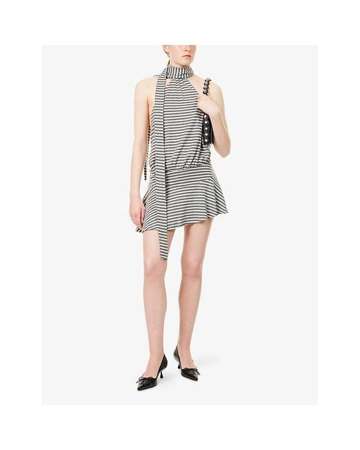 Jaded London Enya Striped Woven Mini Dress in Gray | Lyst Jaded London Enya Striped Woven Mini Dress in Gray | Lyst
