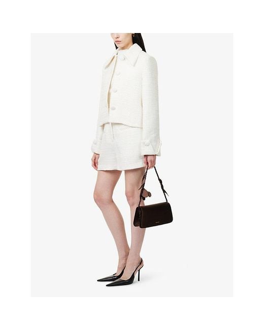 Odd Muse White Tailored-Fit Bouclé Jacket