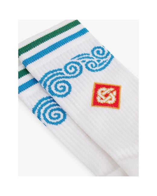 Casablanca Blue Wave Crew-Length Cotton Socks for men