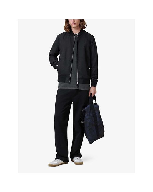 AllSaints Black Bassett Stand-Collar Slim-Fit Cotton-Blend Jacket for men