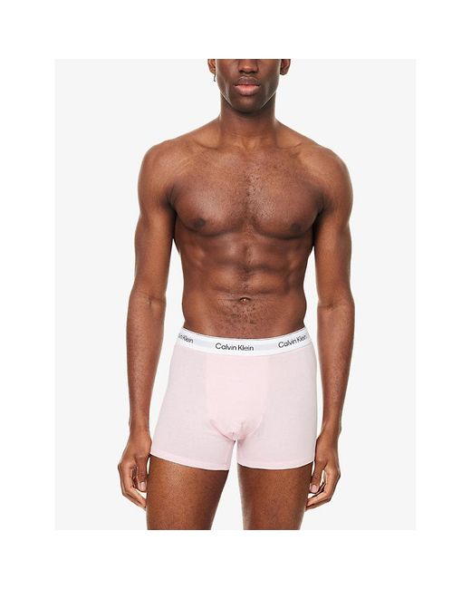 Calvin Klein White Icon Relaxed-Fit Pack-Of-Three Stretch-Cotton Trunks for men