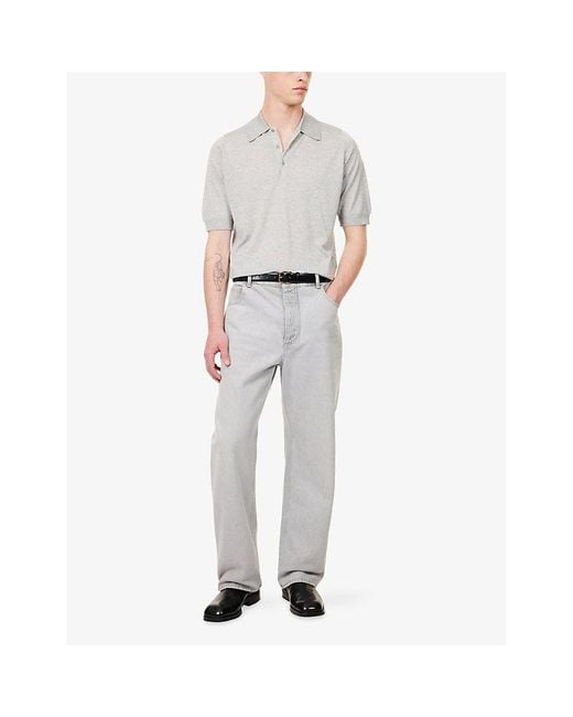 John Smedley Gray X Bill Nighy Short-Sleeve Merino Wool Polo Shirt for men