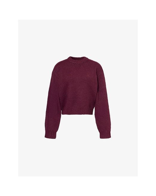 The Couture Club Purple Emblem Embroidered Round-Neck Knitted Jumper