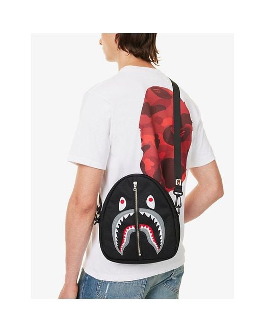 A Bathing Ape Black Shark Woven Cross-body Bag for men