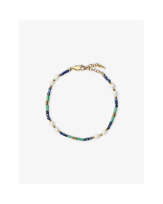 Missoma Metallic Gemstone 18Ct- Plated Brass And Pearl Beaded Bracelet