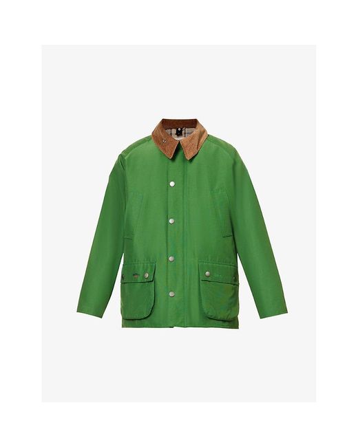 Barbour Green X Noah Bedale Brand-embroidered Relaxed-fit Cotton-blend Jacket for men