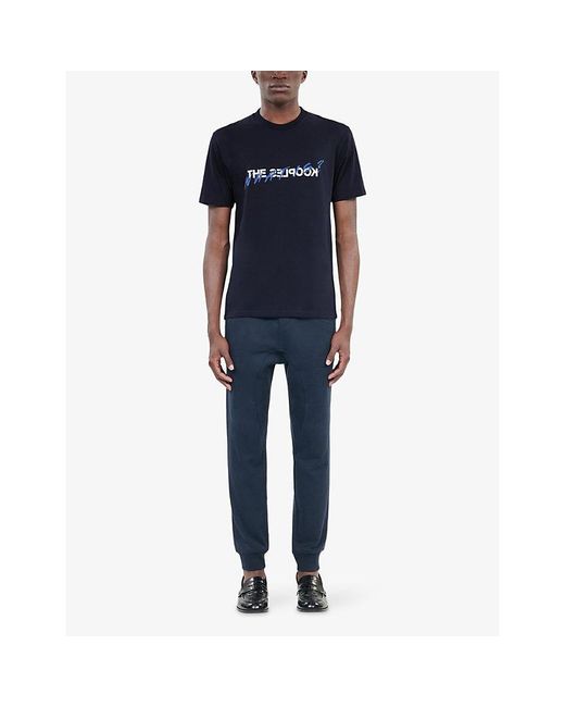 The Kooples Blue Logo-Print Crewneck Cotton-Jersey T-Shirt Xxl for men