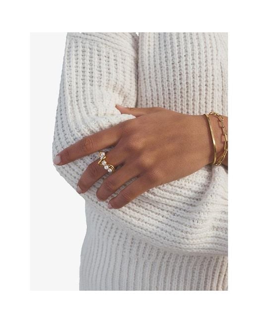 Missoma Metallic Molten Pearl Twisted 18Ct Vermeil Stacking Ring