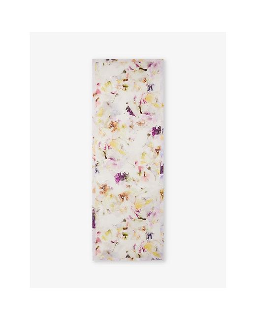 Ted Baker White Irisy Floral-print Silk Scarf